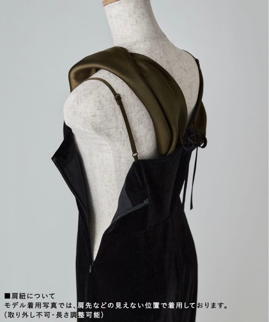 新作完売品　サテンリボンスリーブベロアドレス　etoll.