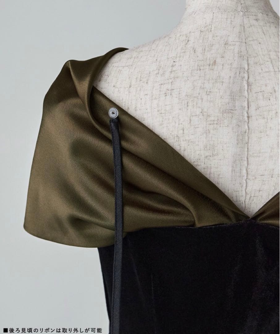 新作完売品　サテンリボンスリーブベロアドレス　etoll.