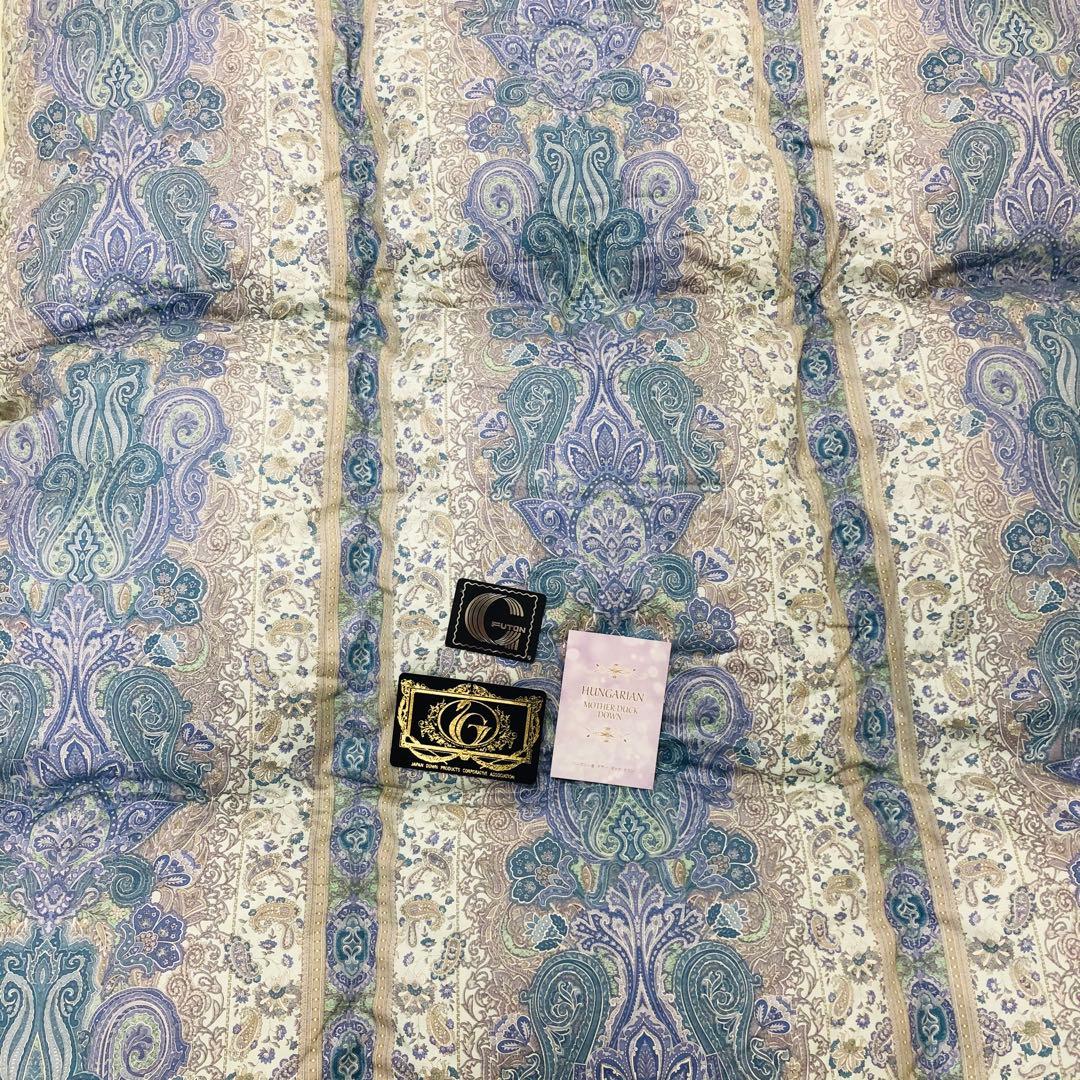 羽毛布団 シングル ハンガリー産ホワイトマザーダック プレミアム ブルー