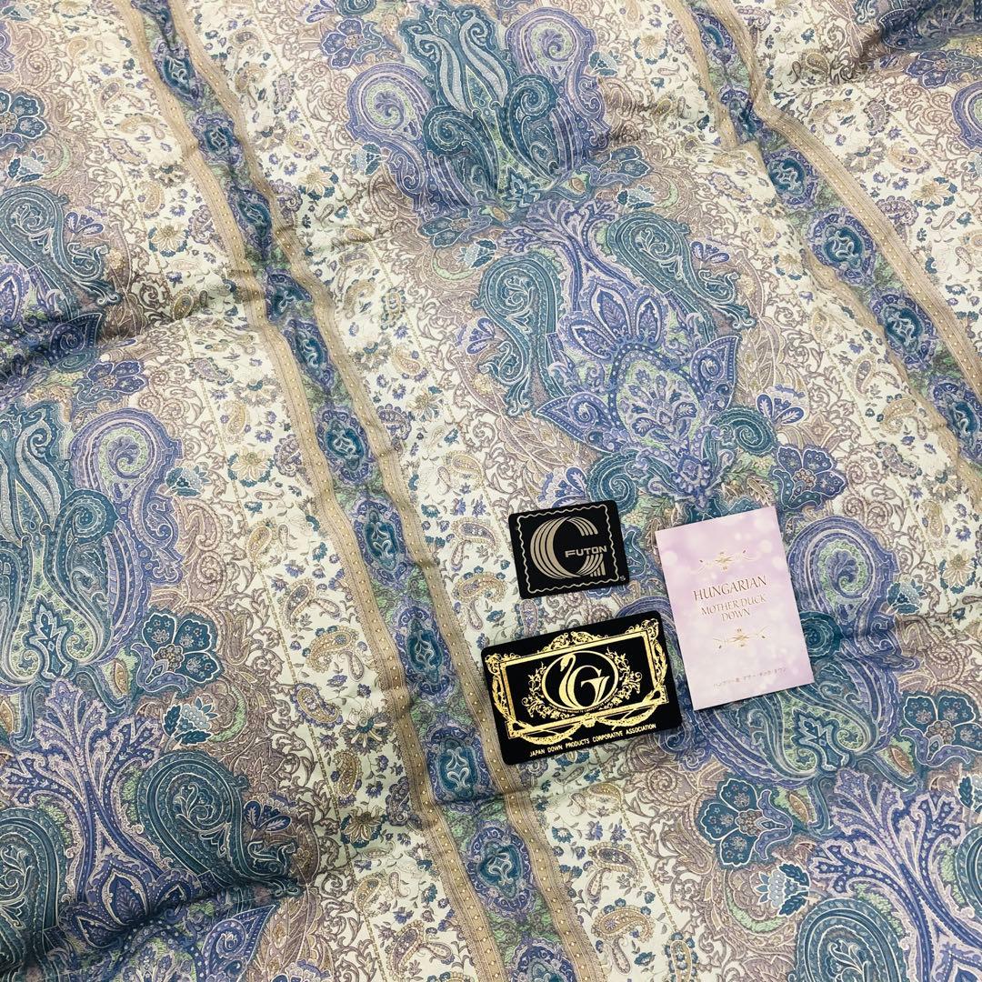 羽毛布団 シングル ハンガリー産ホワイトマザーダック プレミアム ブルー