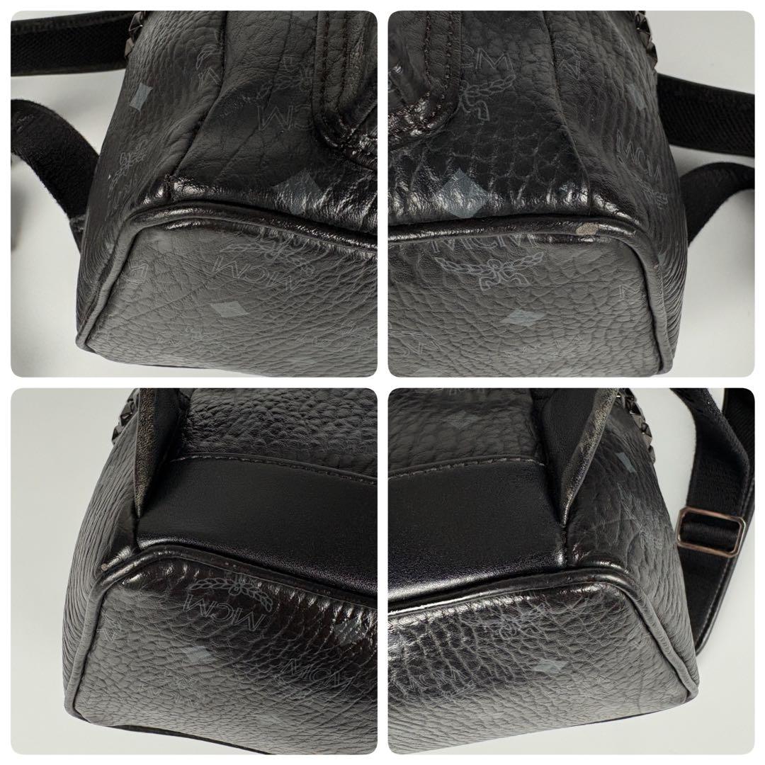 MCM ヴィセトス　リュック バックパック　黒　レザー　スタッズ