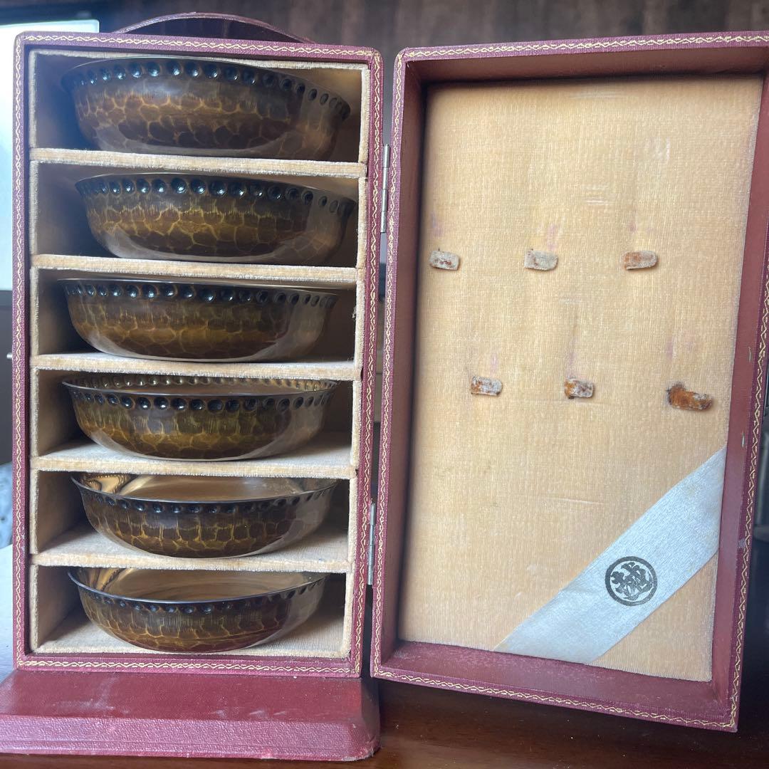 アンティーク品 漆器 菓子器セット 5個収納ケース付き
