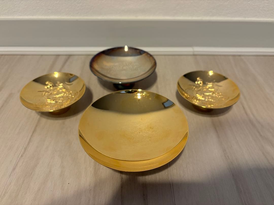 わ*ん様 純銀盃　93.4g (金メッキ) おまけ金メッキ金杯