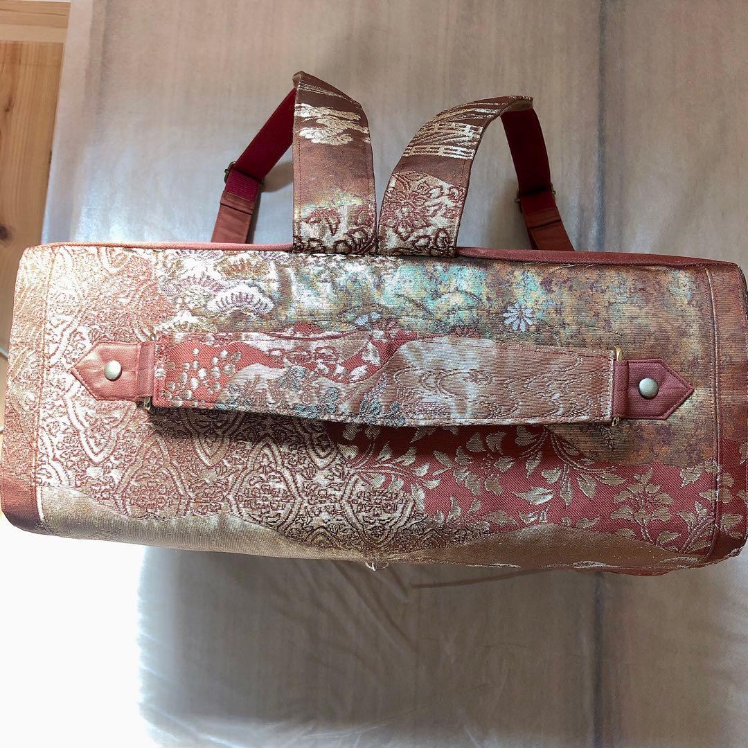 【ちょこぼんや】帯リメイク　チャーム捻り留め具付スクエア型リュック