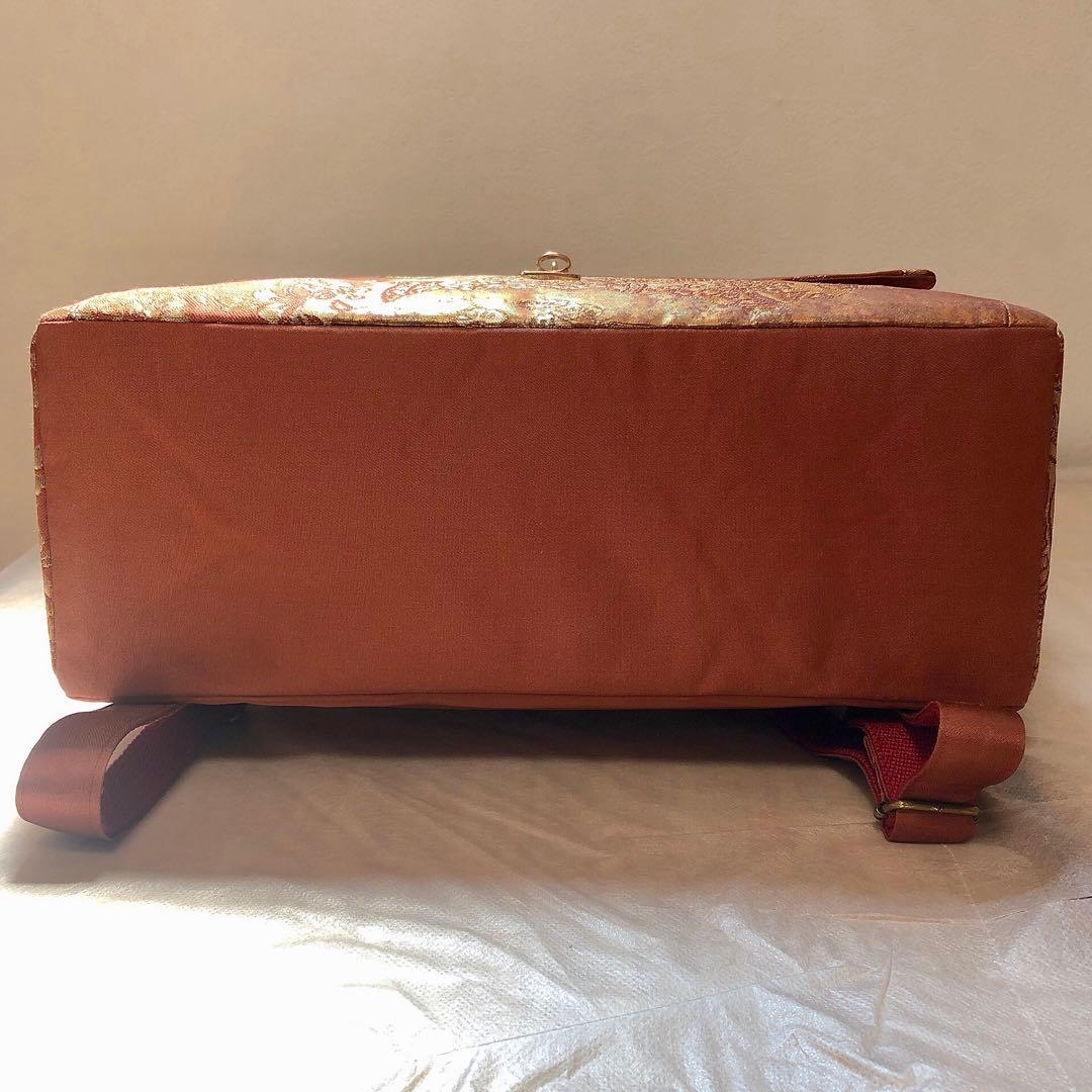 【ちょこぼんや】帯リメイク　チャーム捻り留め具付スクエア型リュック