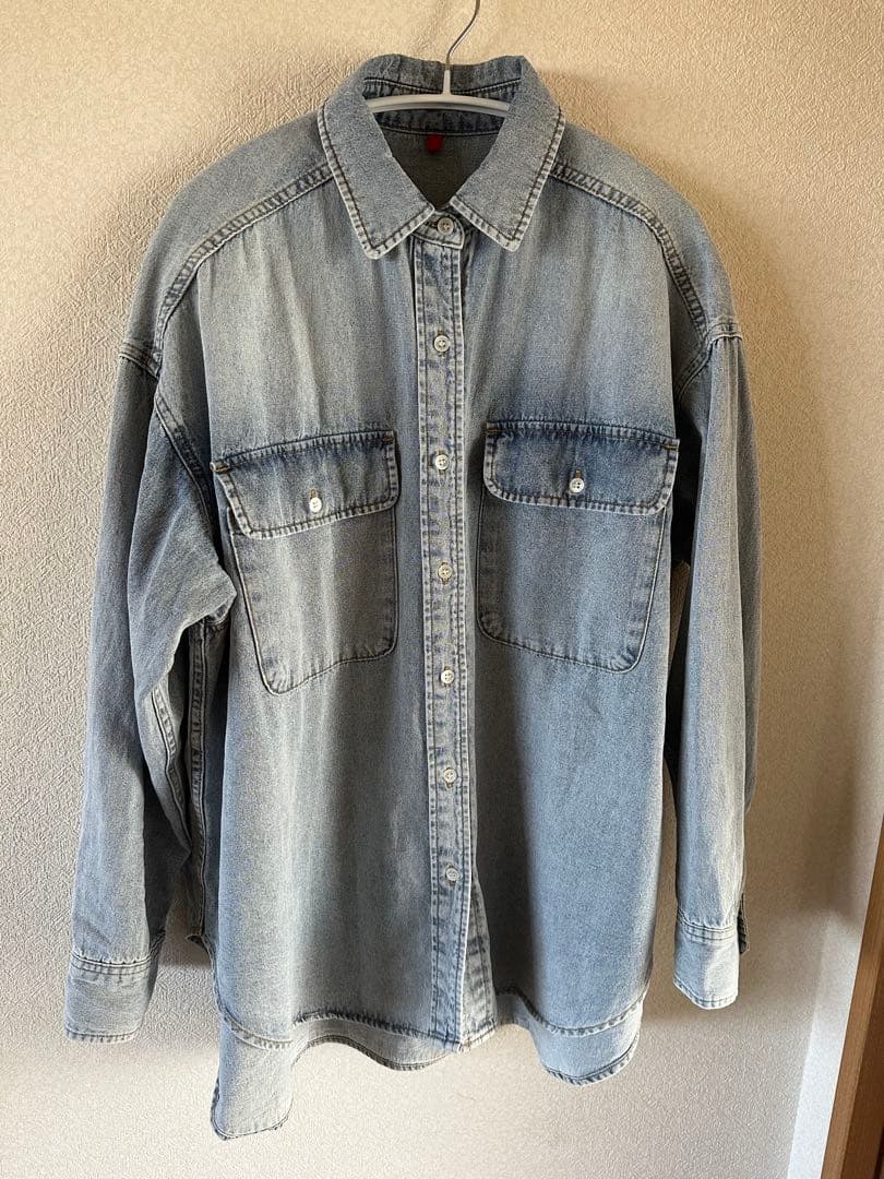 リヴドロワ　ビックリデニムシャツ　サックスブルーFサイズ