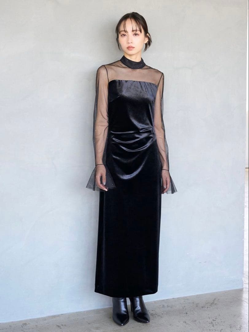 SNIDELシアードッキングベロアドレス ブラック 0サイズ