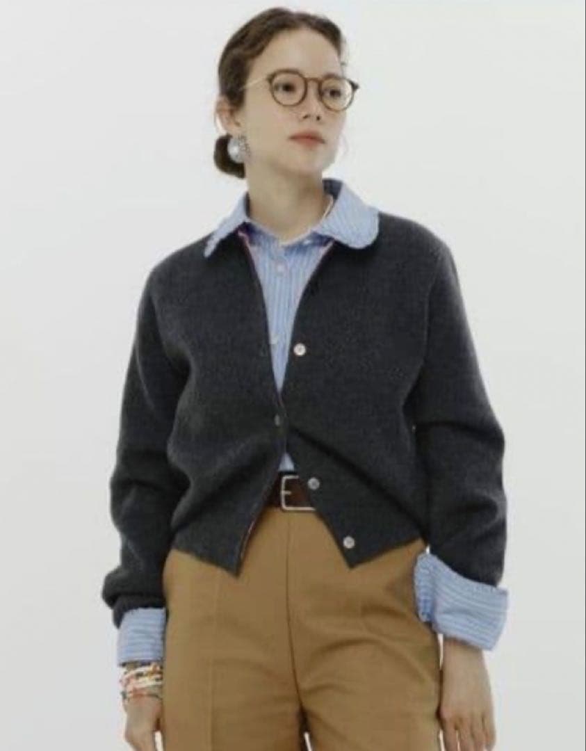 yori バイカラーカーディガン　グレー　36