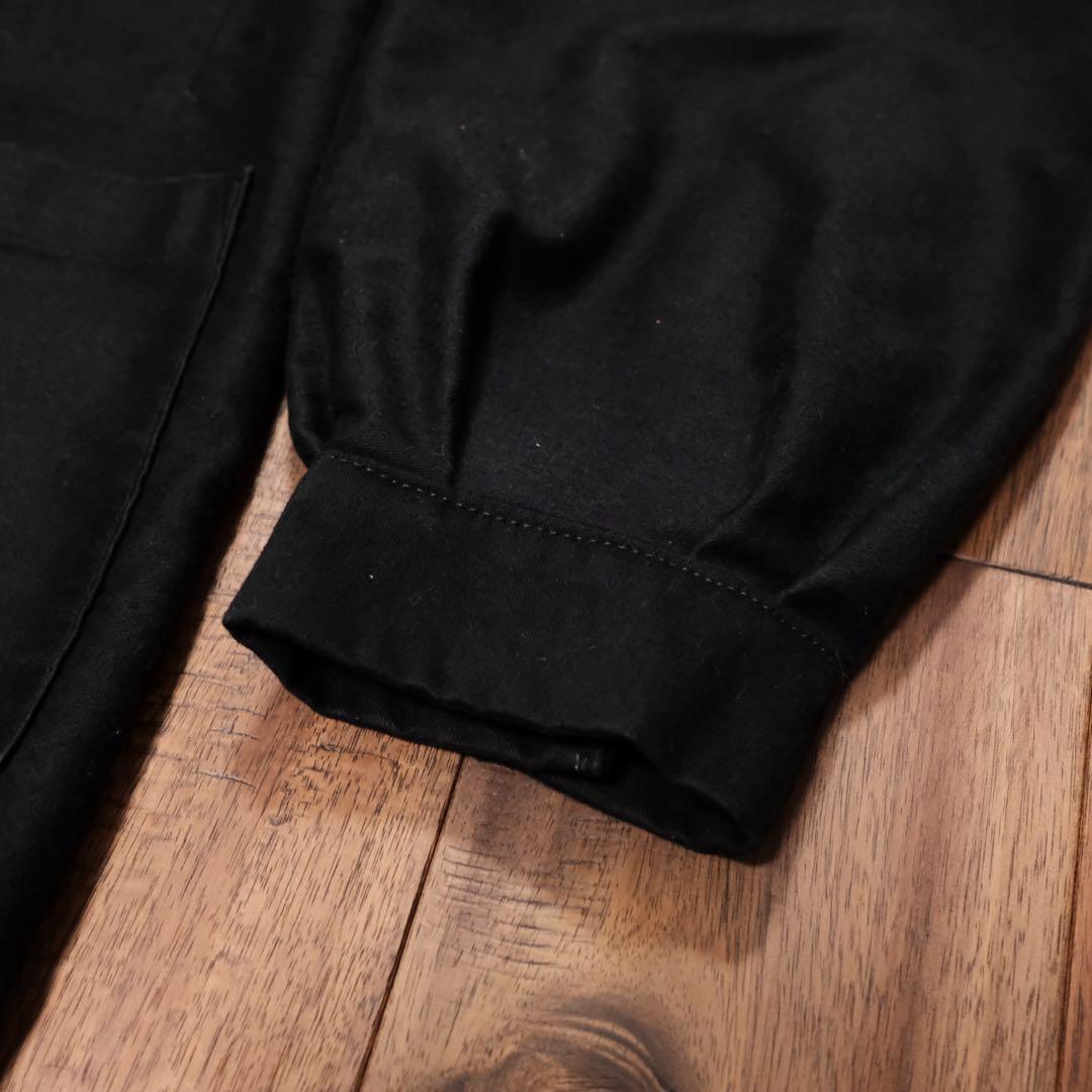 スタンドカラーダブルブレスト　ブラックモールスキンジャケット