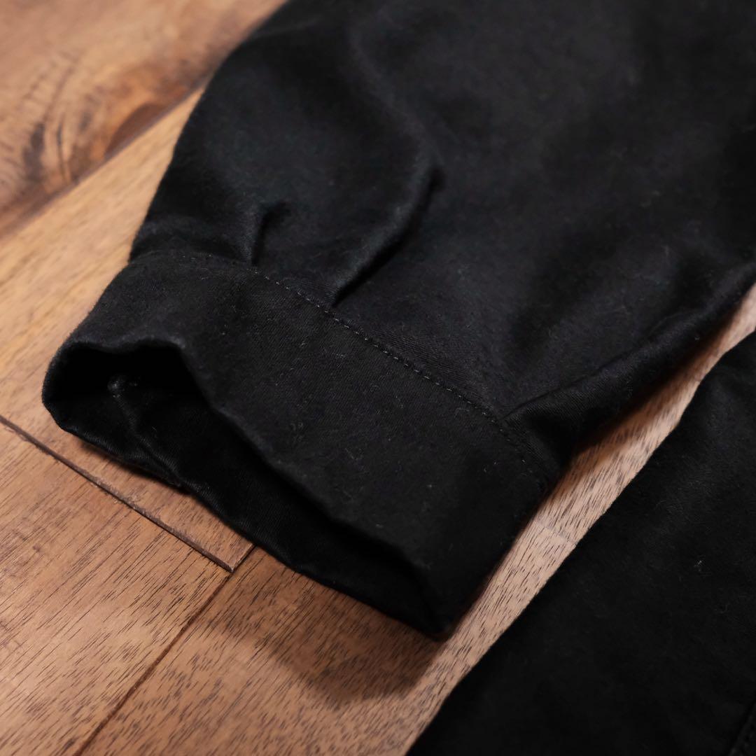 スタンドカラーダブルブレスト　ブラックモールスキンジャケット