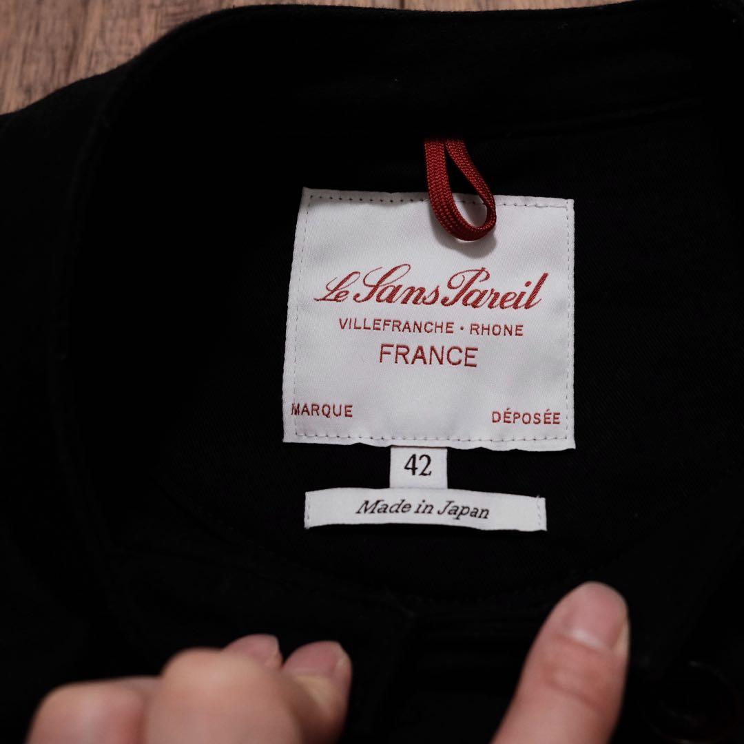 スタンドカラーダブルブレスト　ブラックモールスキンジャケット