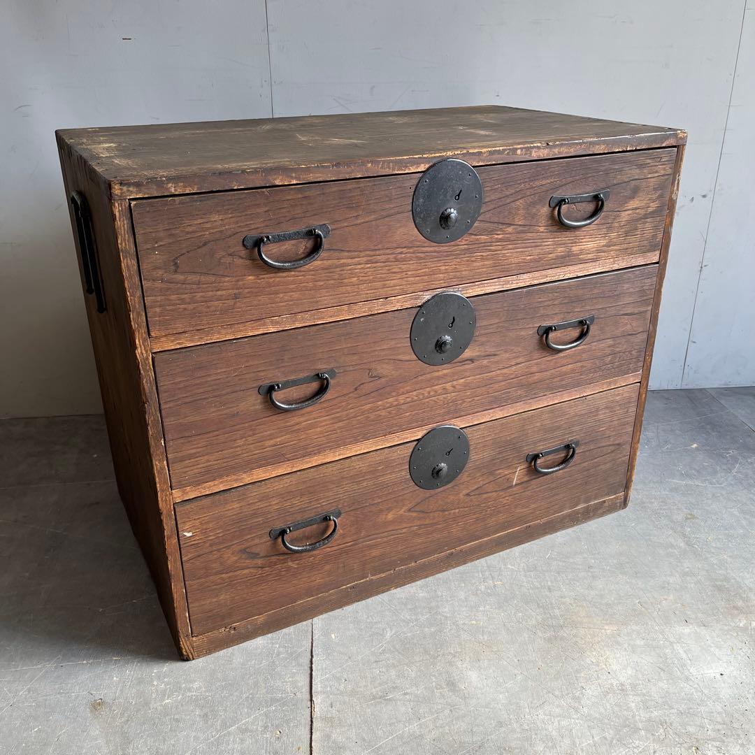 アンティーク チェスト 箪笥 テレビ台 無垢材 シャビー 昭和レトロ