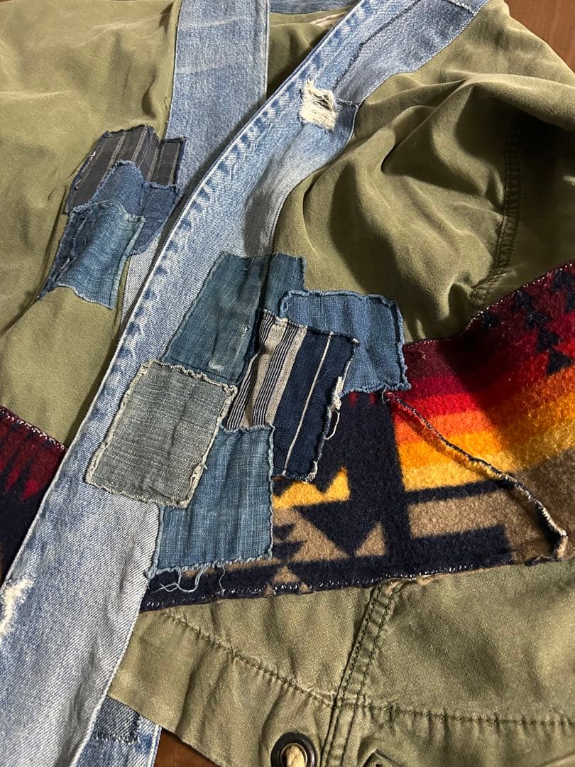 【最終値下】GREG LAUREN 再構築 デニム切替 キモノジャケット 3