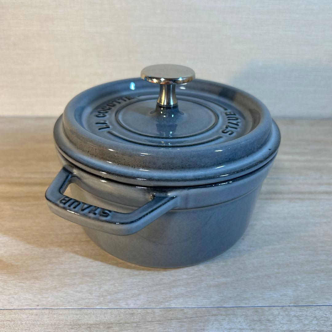 ストウブ　ココットラウンド　16cm グレー　フタモッチ スパチュラ　セット