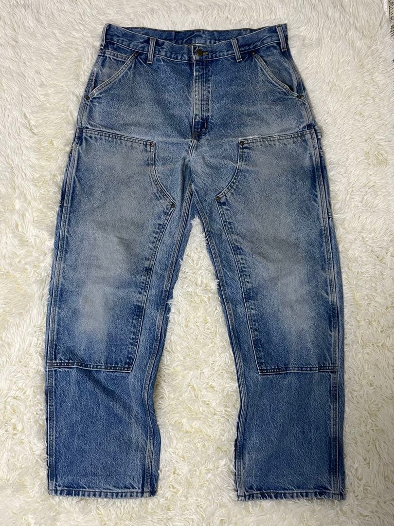 ゴールデンサイズ　USA製　カーハート　ダブルニー　W36L32 グッドフェード