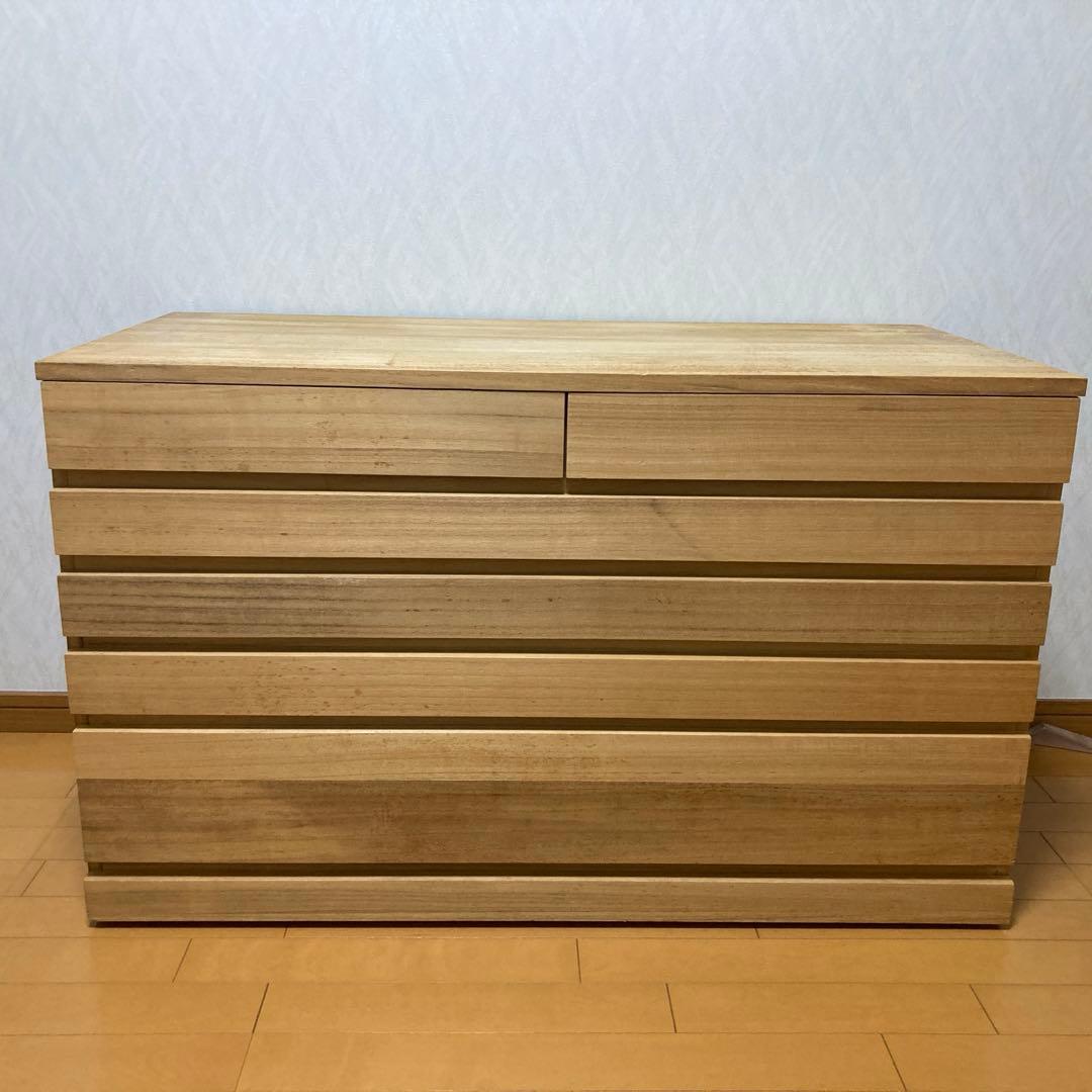 着物用桐チェスト　着物用タンス　6段　ナチュラル　キャスター付き