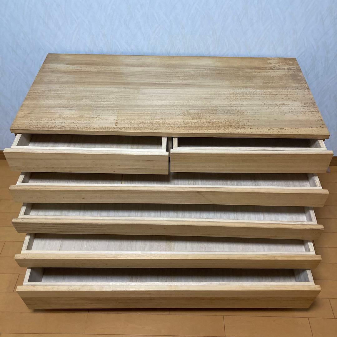 着物用桐チェスト　着物用タンス　6段　ナチュラル　キャスター付き