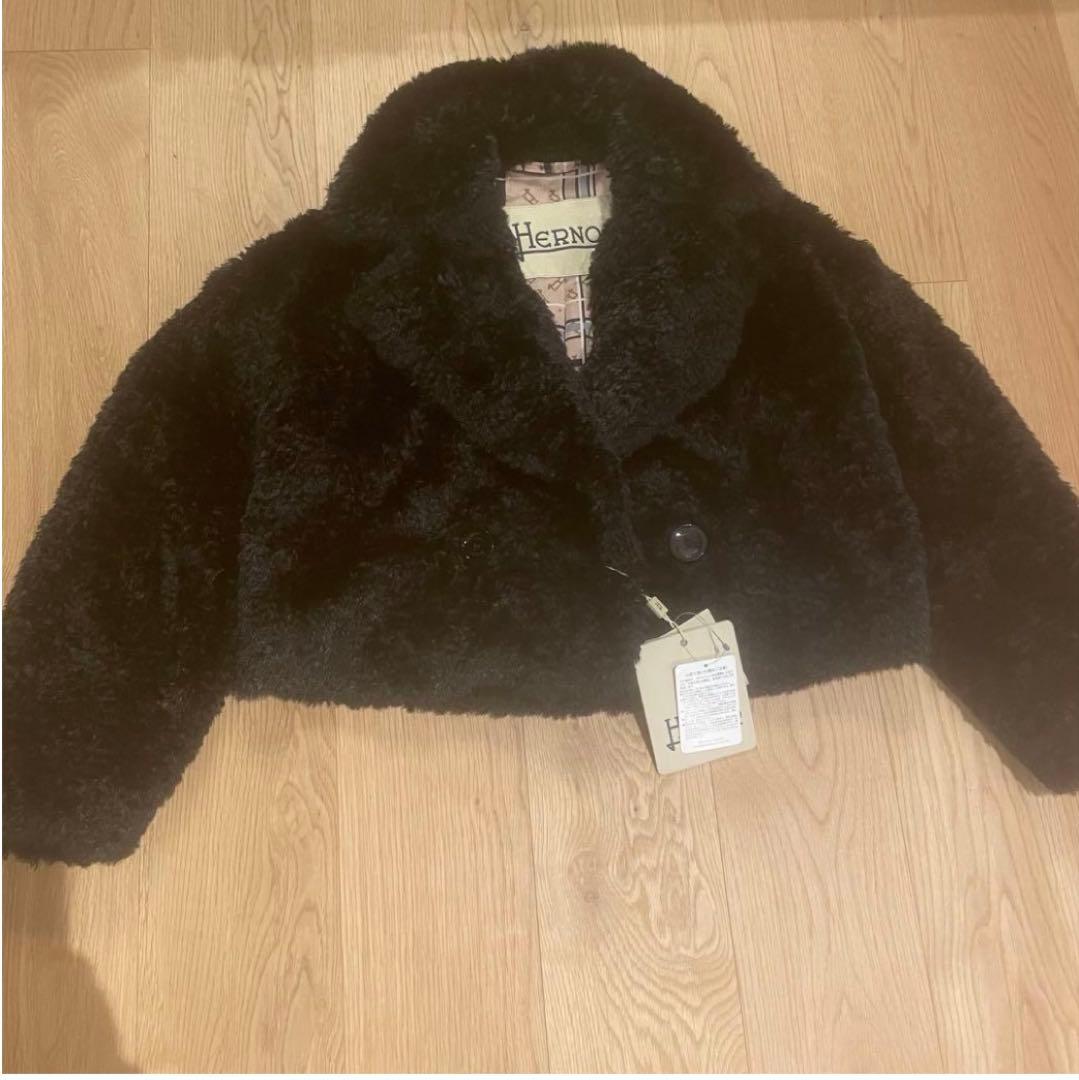【HERNO】ヘルノ カーリーエコファー ショート ジャケット ブラック 40