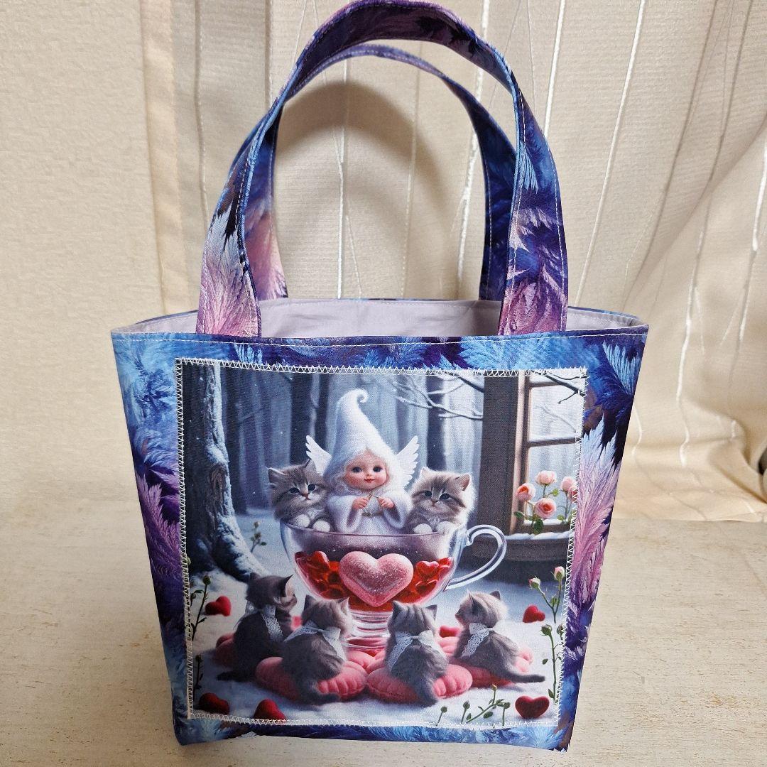 激レアねこパネル生地　ハンドメイド　ミニバック　ポーチ