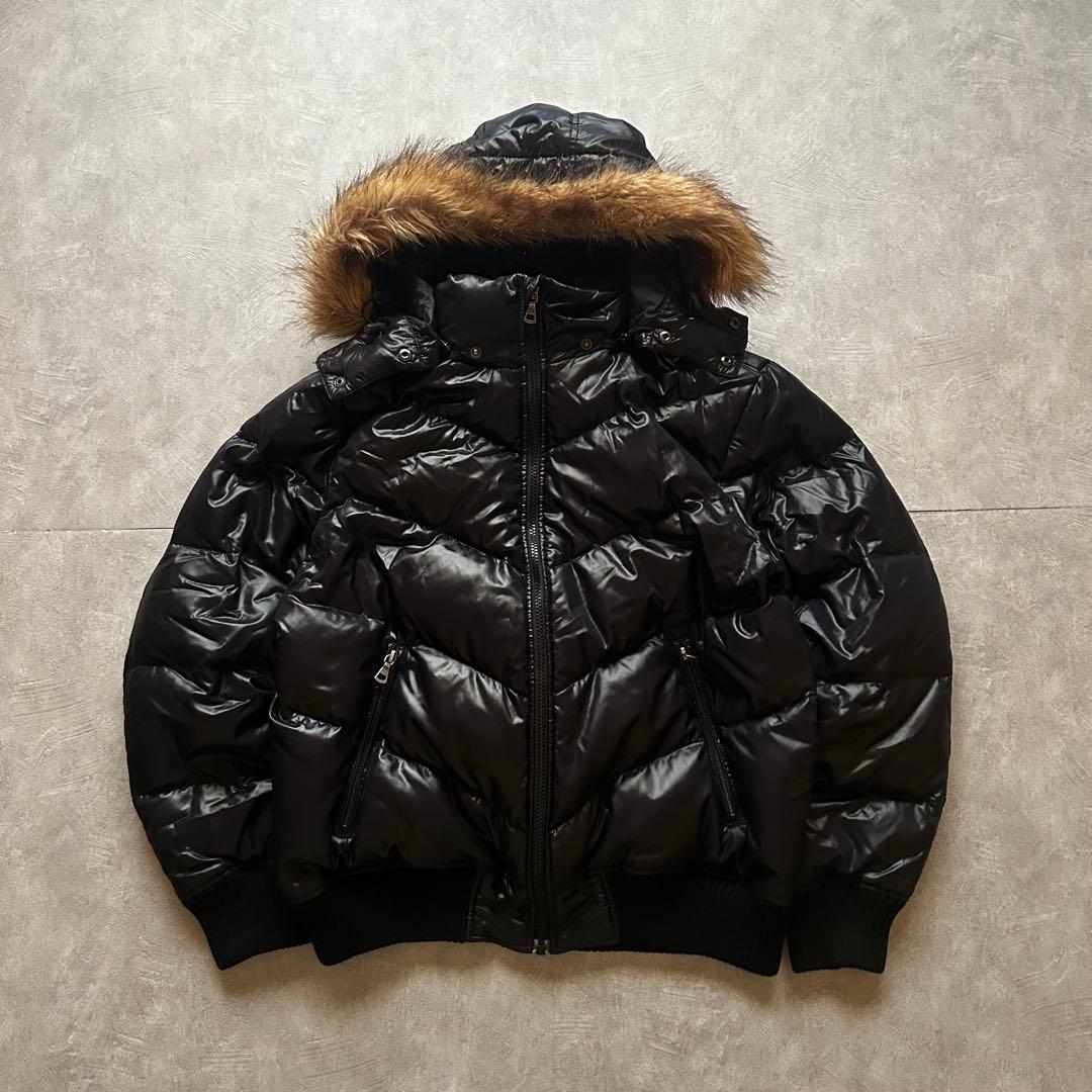 ジャケット・アウター uniqlo grunge hood fur down jacket navy