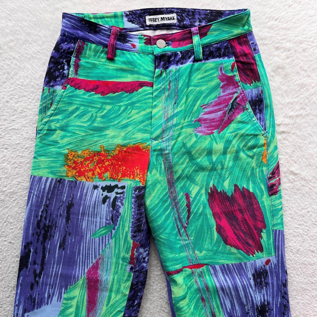 美品✨ISSEI MIYAKE イッセイミヤケ パンツ　総柄　ペイント　カラフル