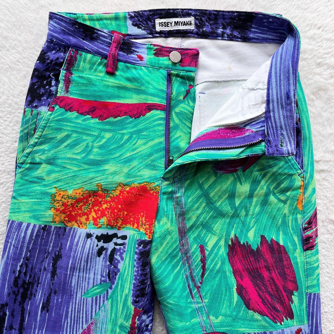 美品✨ISSEI MIYAKE イッセイミヤケ パンツ　総柄　ペイント　カラフル