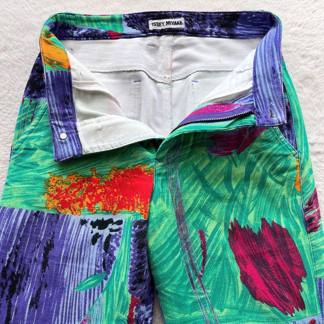 美品✨ISSEI MIYAKE イッセイミヤケ パンツ　総柄　ペイント　カラフル