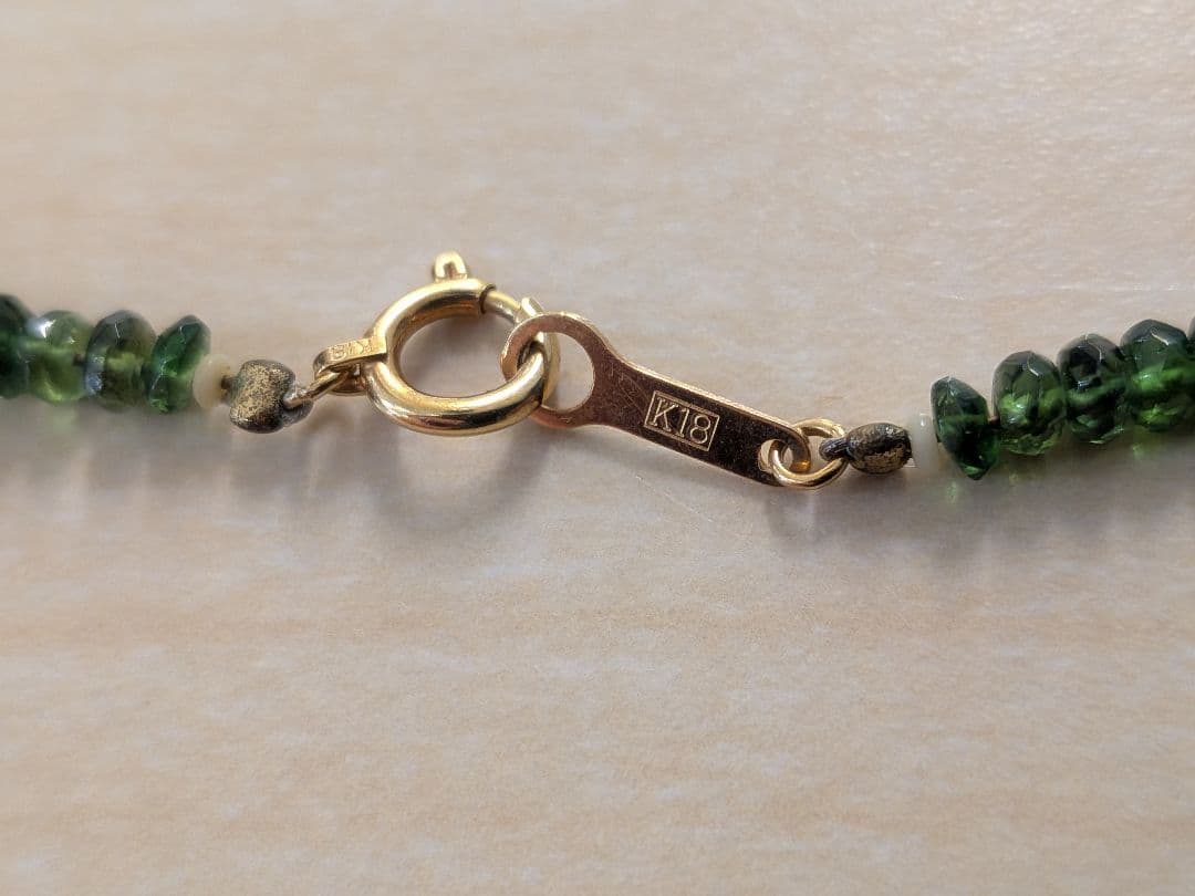 K18 金具 ネックレス 約20cm　緑石