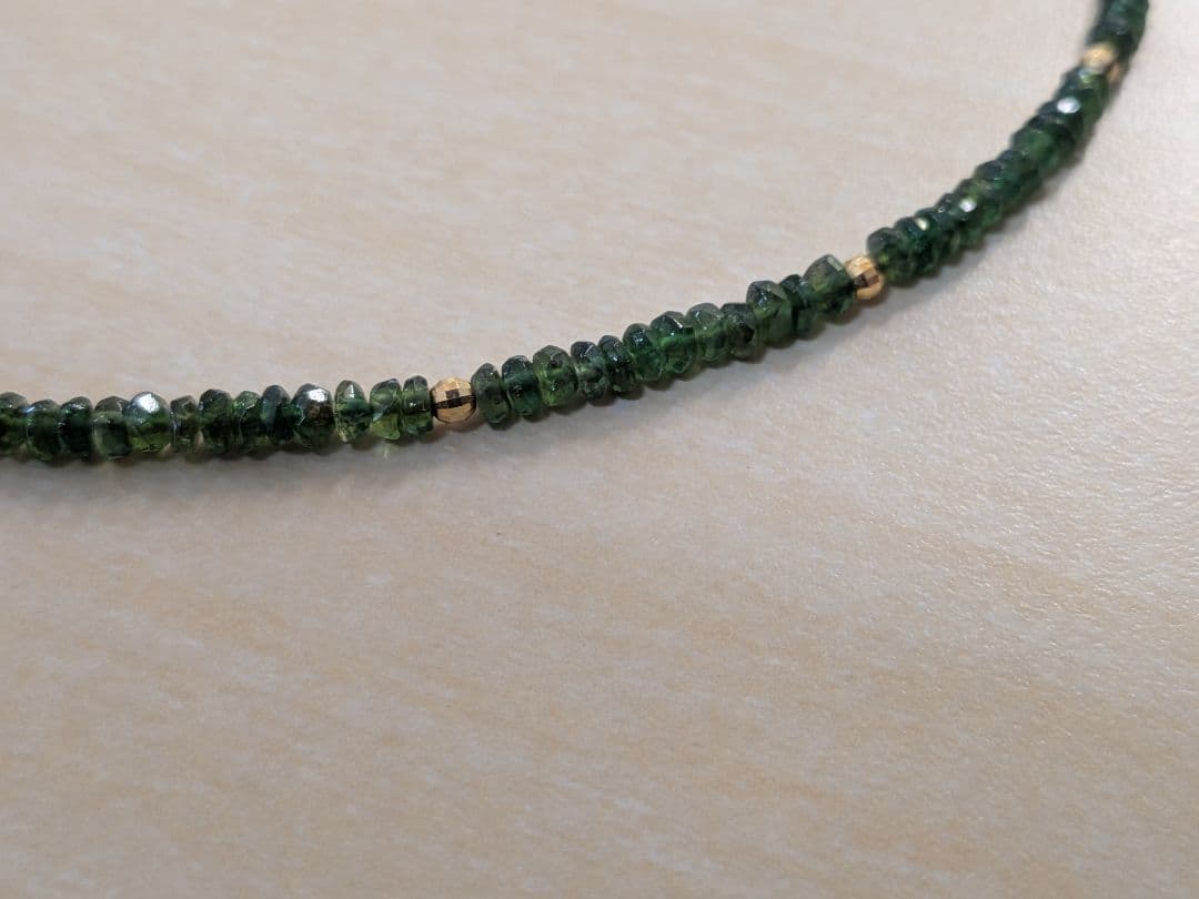 K18 金具 ネックレス 約20cm　緑石