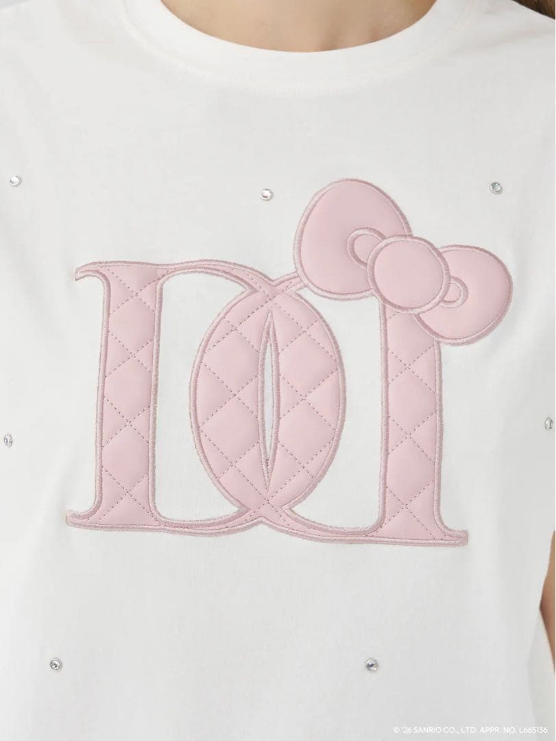 ダーリッチ Hello DarichキルティングアップリケビジューTシャツ 白