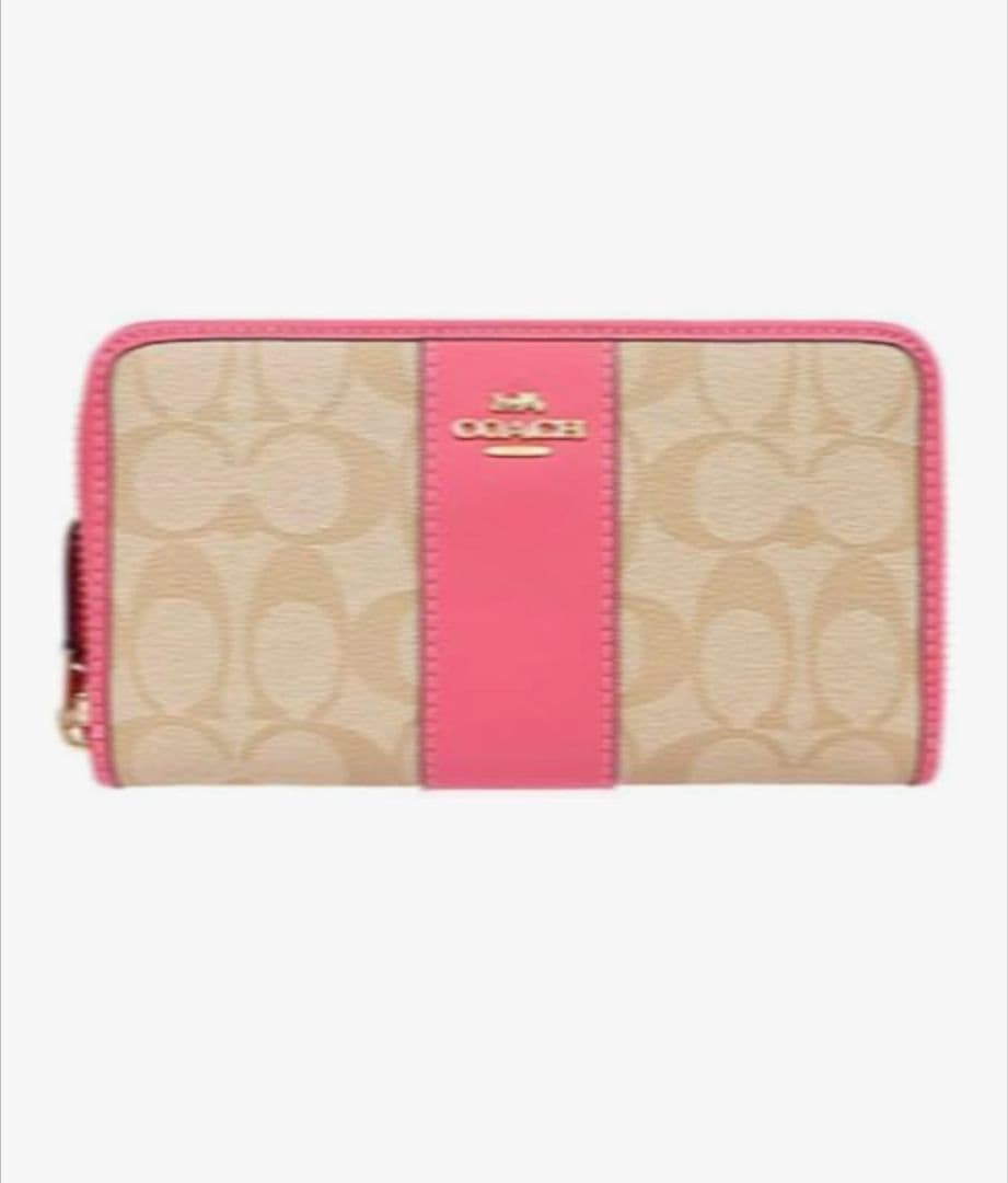 COACH ベージュ/ピンク 長財布