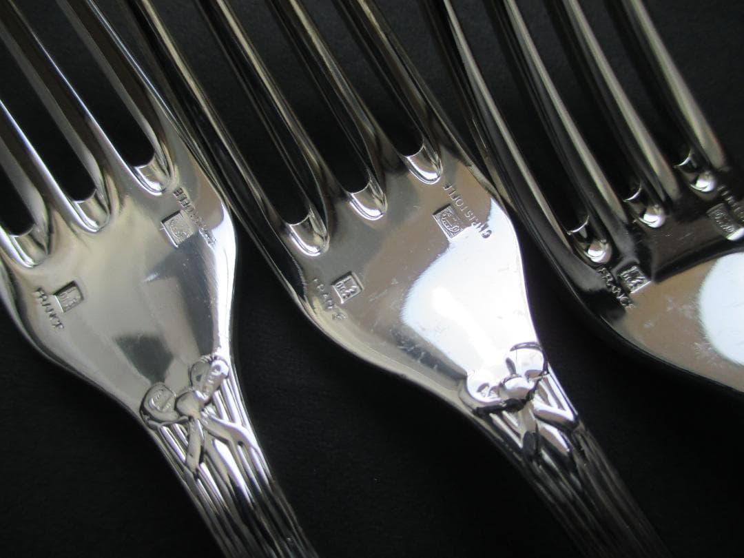 極美品☆仏蘭西高級銀器クリストフルシルバー銀Pスタンダードフォーク3本　リュバン