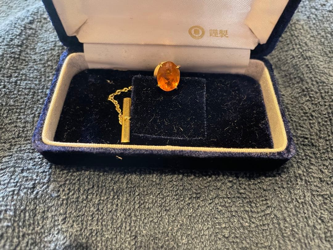 ネクタイピン タイピン タイタック　K18 18金　シトリン　トパーズ