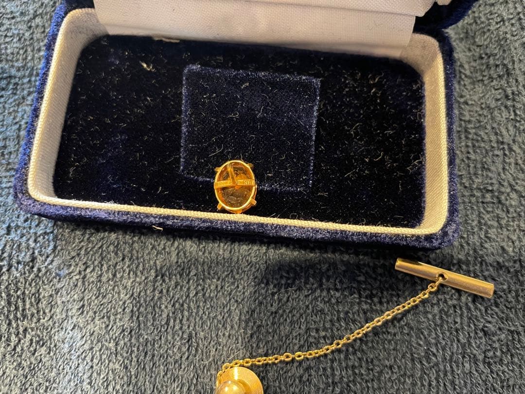 ネクタイピン タイピン タイタック　K18 18金　シトリン　トパーズ