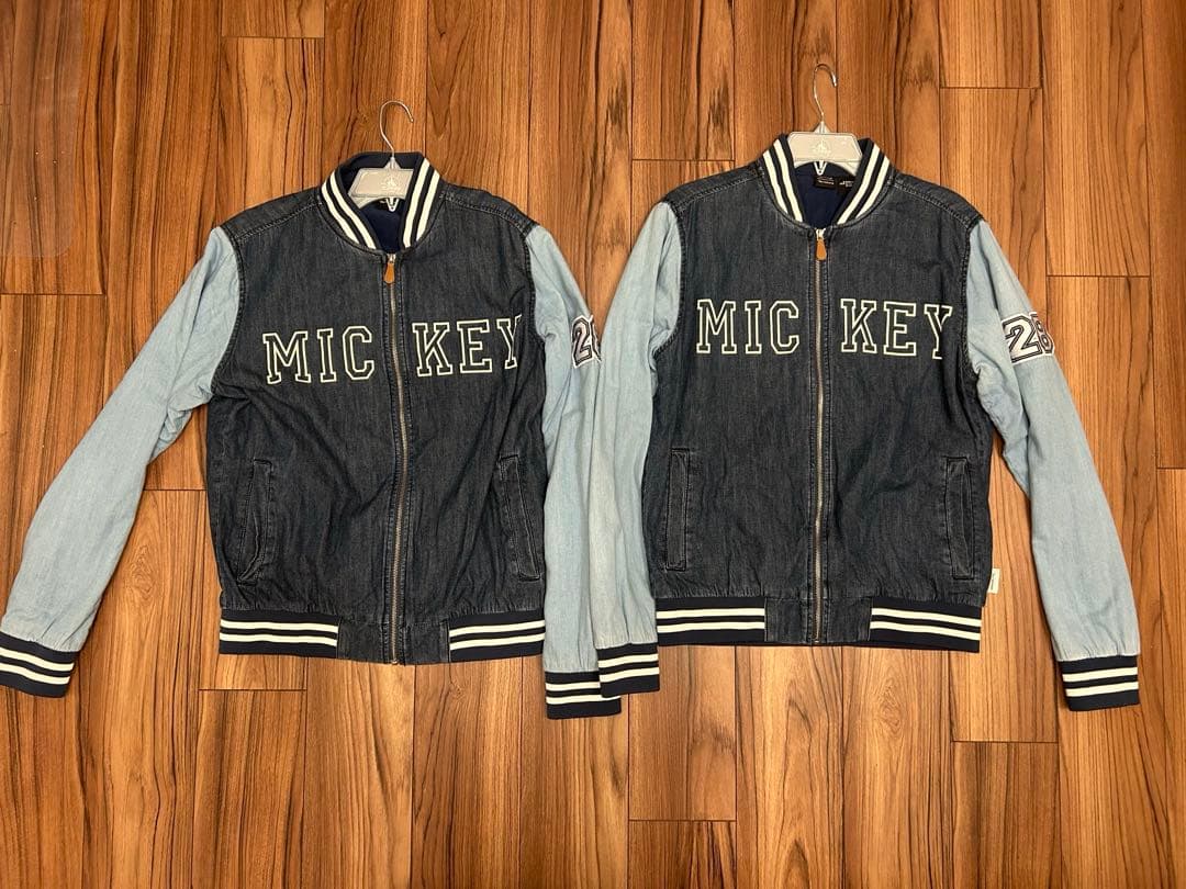 ディズニー　ミッキー ブルゾン デニム 切り替え ペアセット