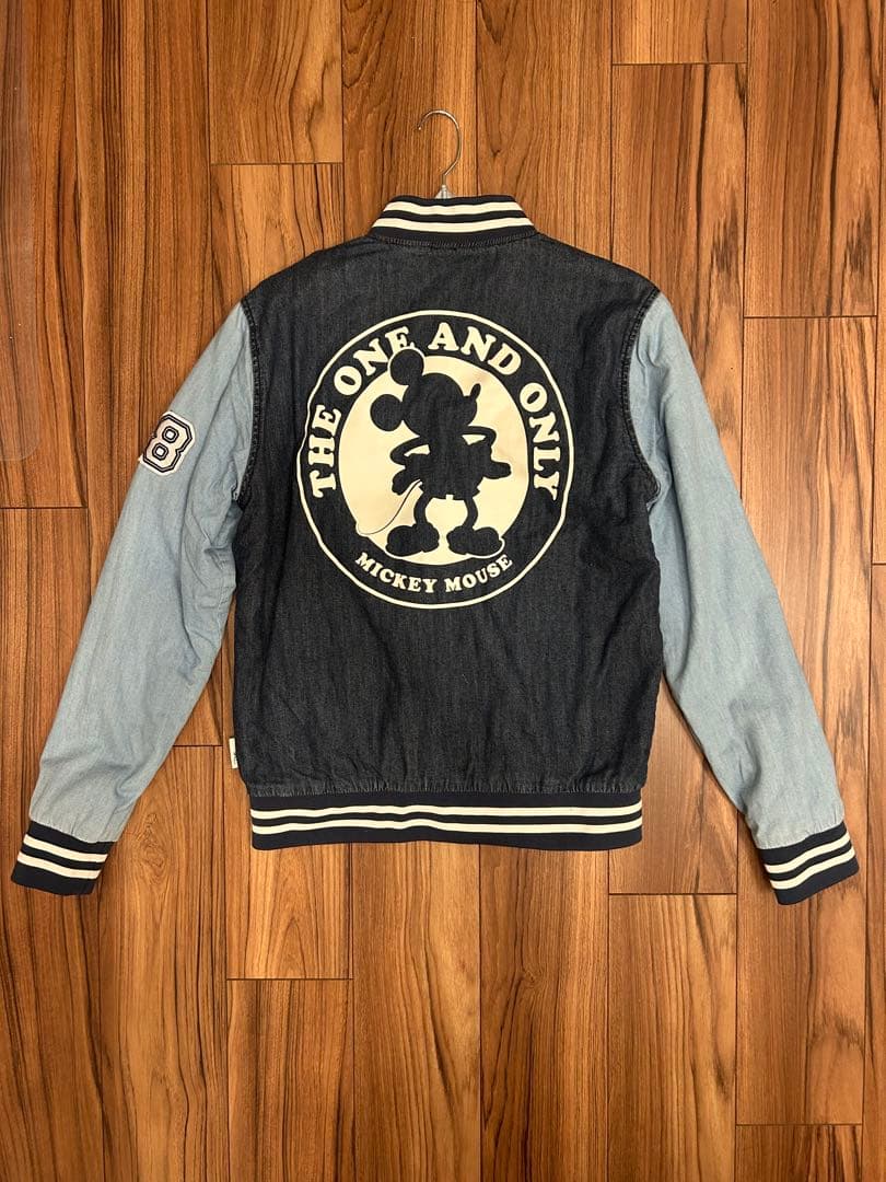 ディズニー　ミッキー ブルゾン デニム 切り替え ペアセット