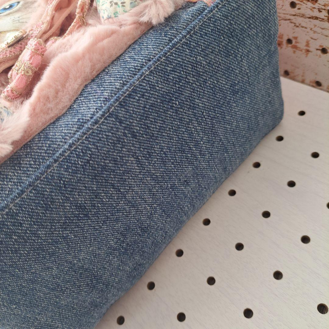 こ*能様 コヤンイサムチョン　ルミ　デニムリメイクフリルトートバッグ