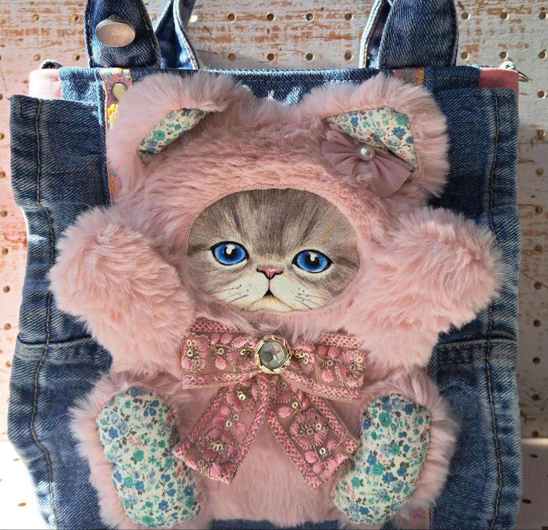 こ*能様 コヤンイサムチョン　ルミ　デニムリメイクフリルトートバッグ