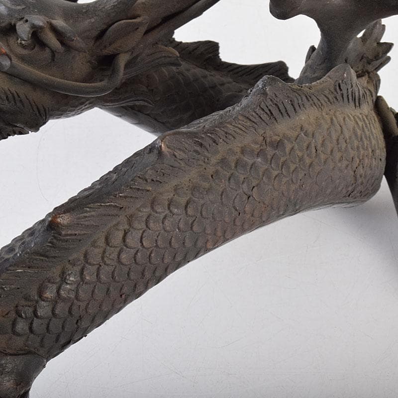 ヤマ　時代金工　古銅　輝銘　宝珠龍　置物　約3.9㎏　F　R9062B