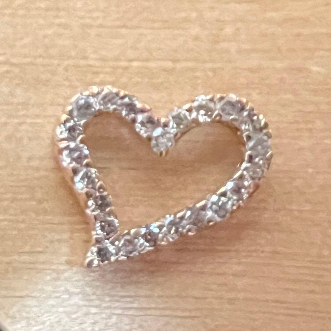 K10 ローズゴールド オープンハート ダイヤ 0.20ct ペンダントトップ