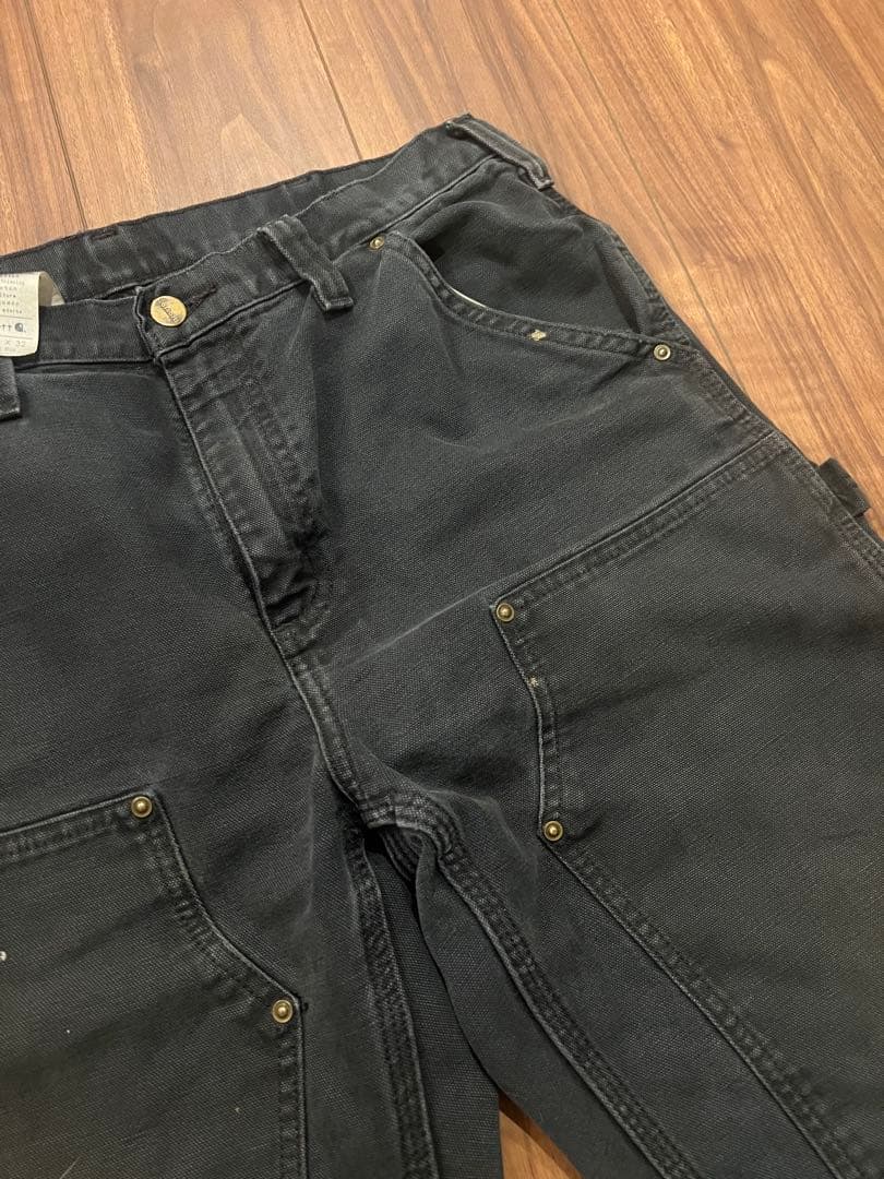 【雰囲気抜群】極上フェード！カーハート ダブルニー ブラック ヴィンテージ