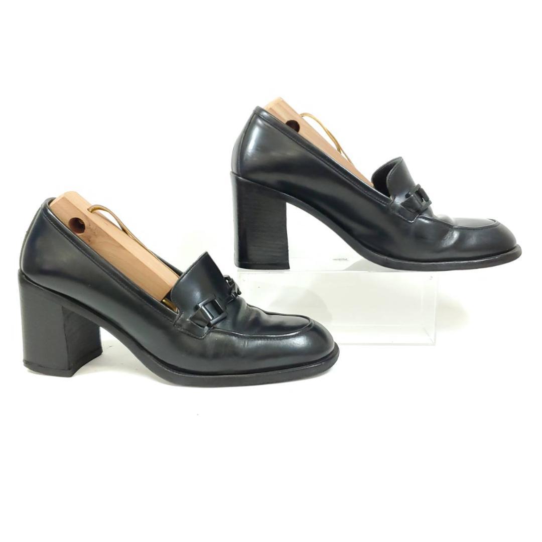 グッチ　ホースビット　チャンキーヒール　ローファー　本革　レザー　US6.5