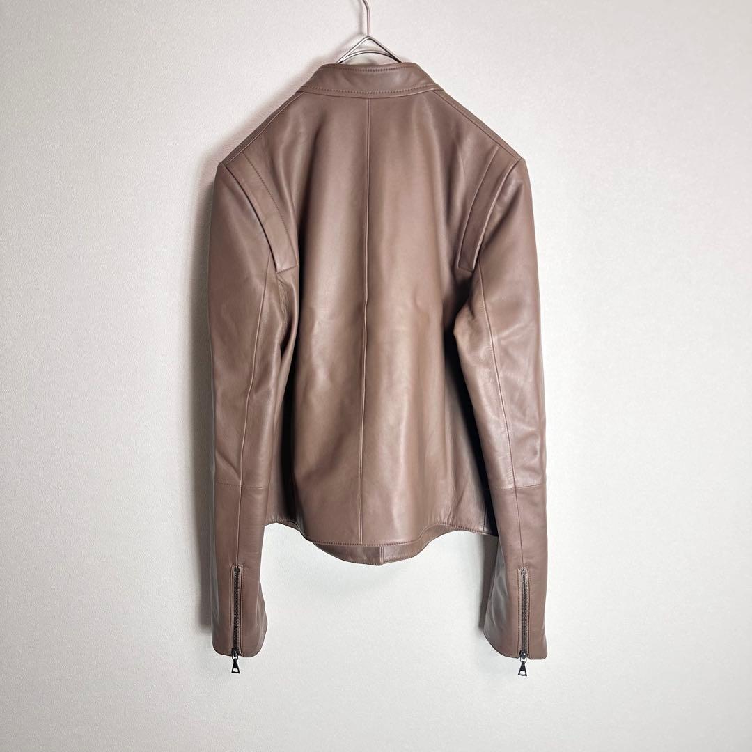 【極美品】セオリー　シングルライダースジャケット　ラムレザー　羊革　ブラウン　S