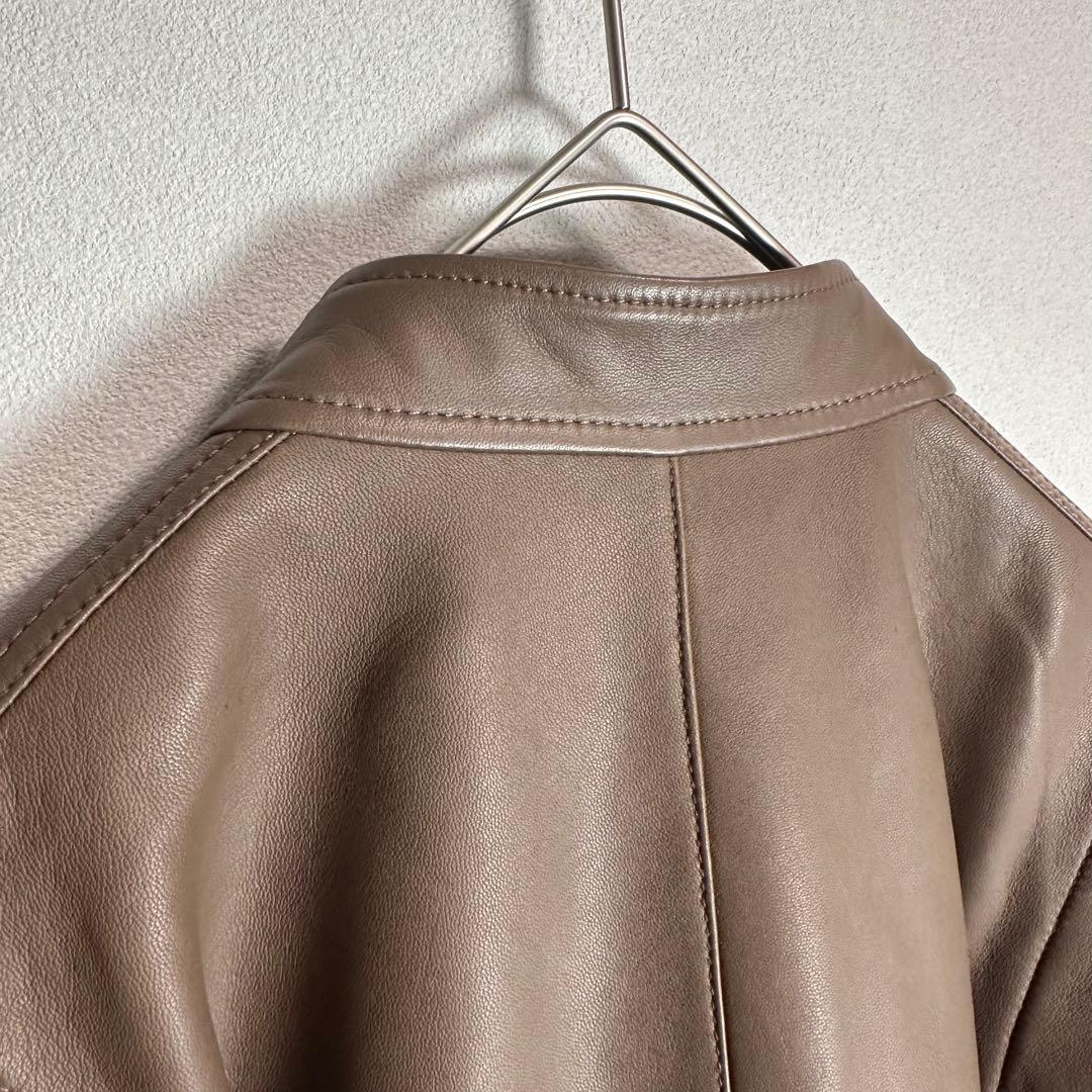 【極美品】セオリー　シングルライダースジャケット　ラムレザー　羊革　ブラウン　S