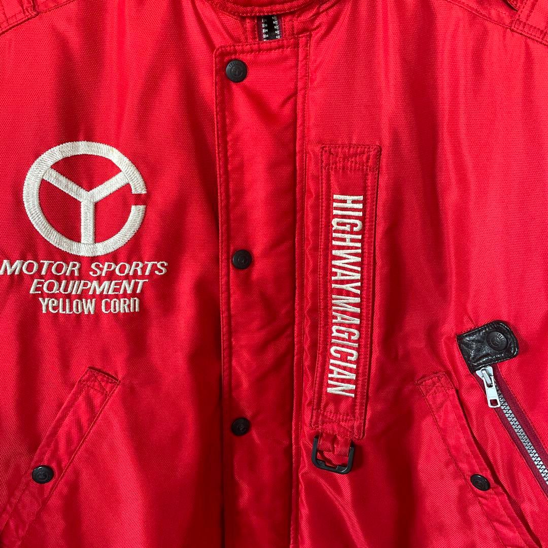 当時物イエローコーン ナイロン シングルライダース ジャケット 赤 LL