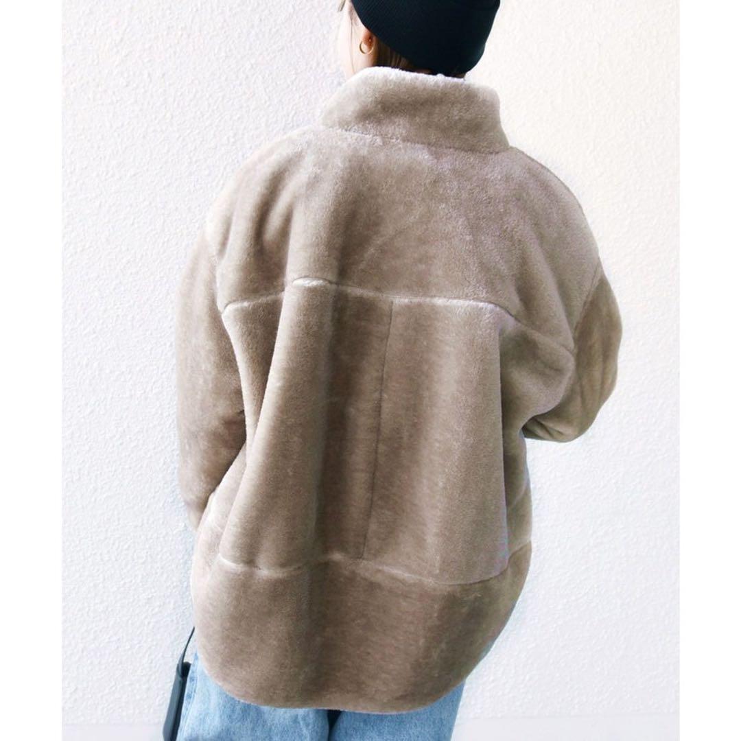 **SHIPS【WEB限定】 高密度 ブライト ボア スタンドコート ベージュ*