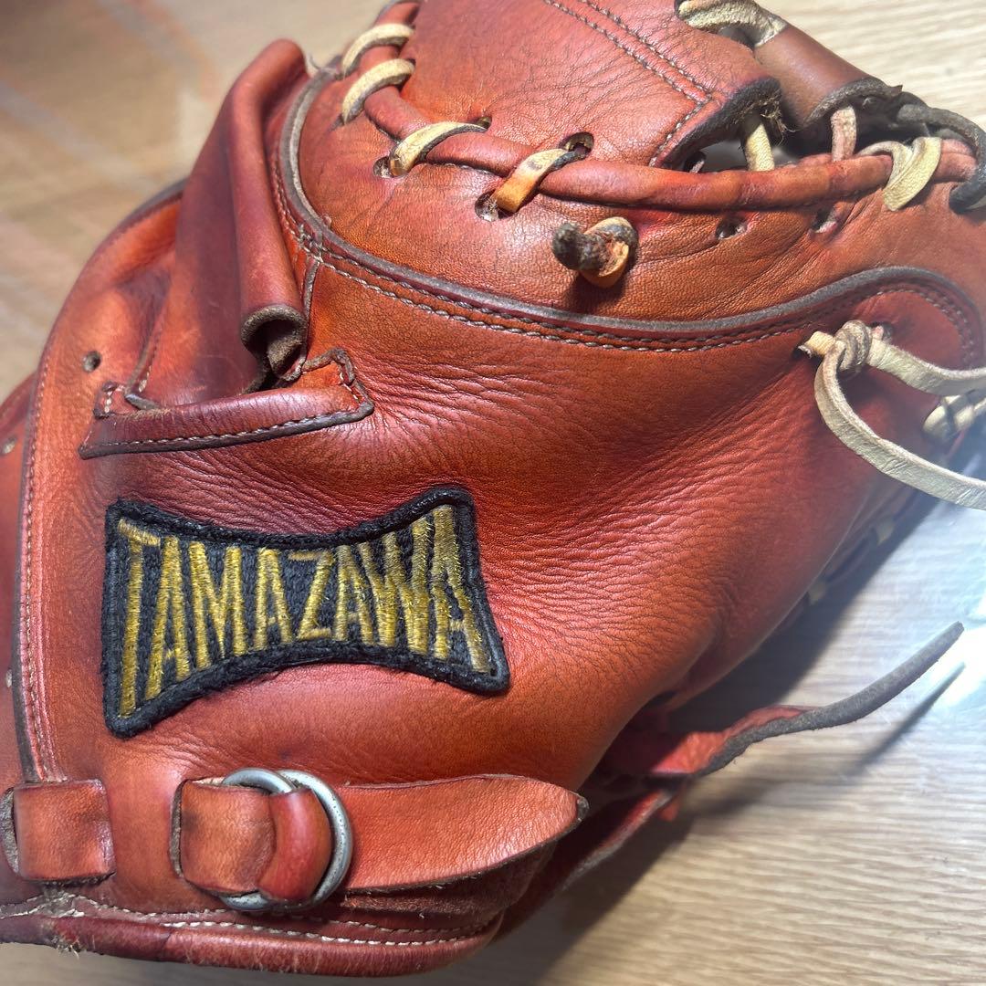 TAMAZAWA硬式 キャッチャーミット 赤×キャメル 型付け済み