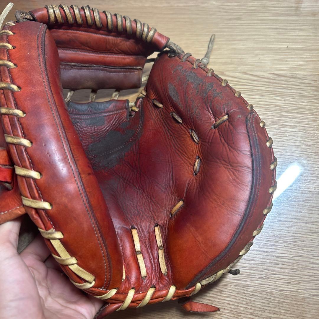 TAMAZAWA硬式 キャッチャーミット 赤×キャメル 型付け済み