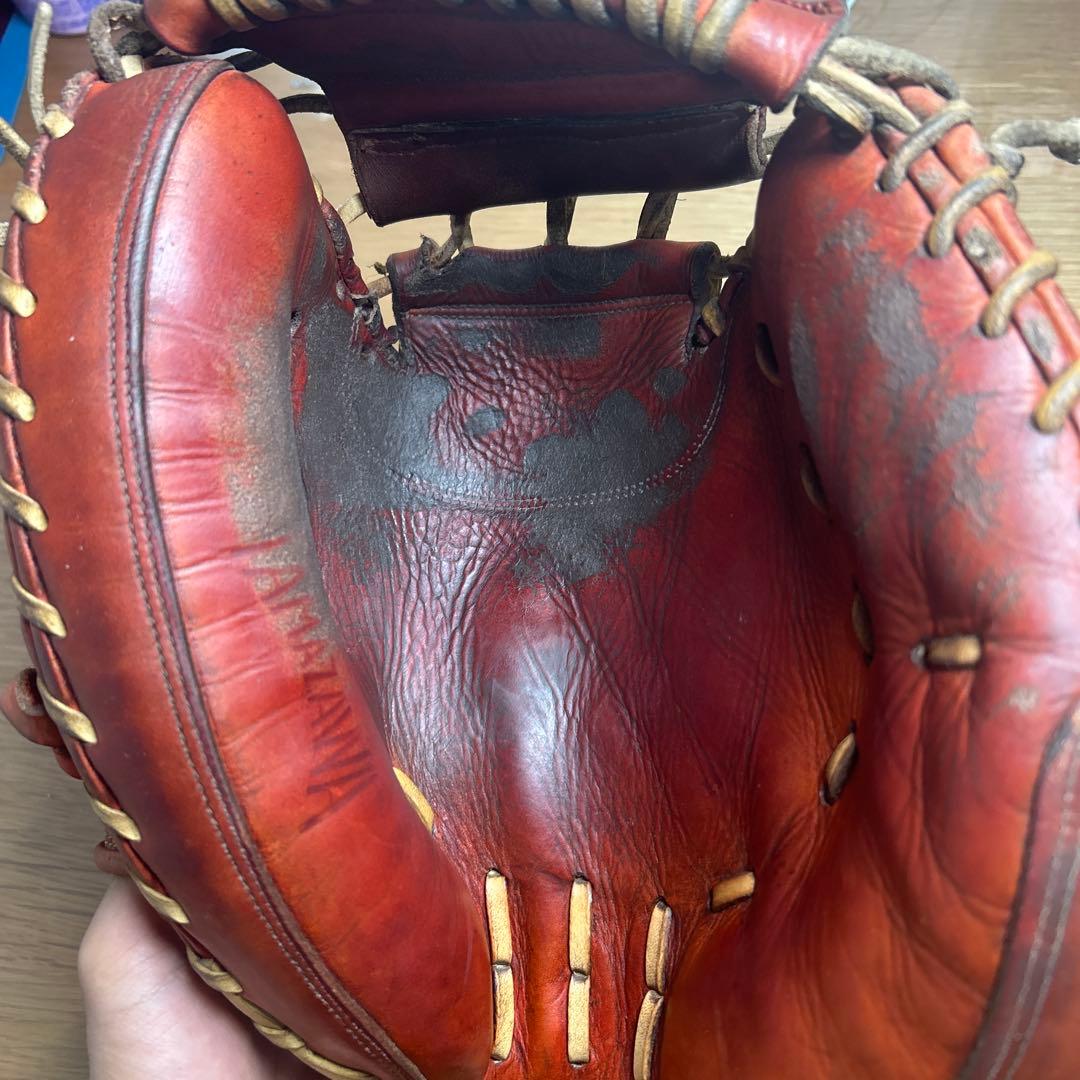 TAMAZAWA硬式 キャッチャーミット 赤×キャメル 型付け済み