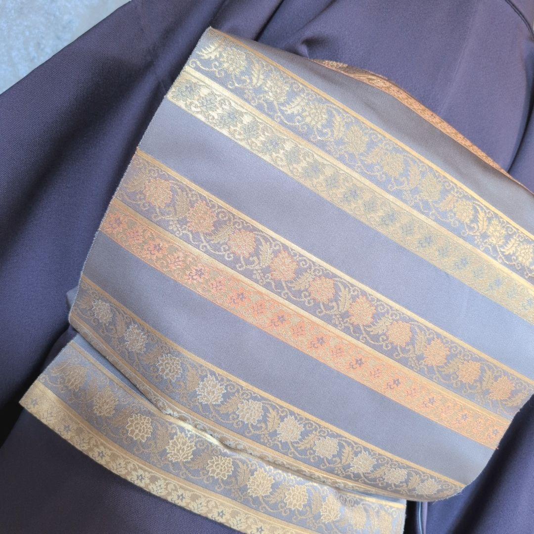 訪問着　フルセット　着物　正絹　暗紫　桜　かっこいい　祝い事　F前